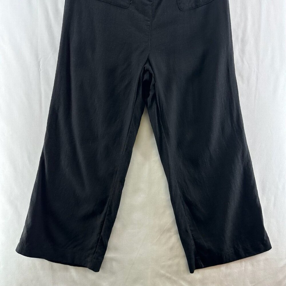 Skylar + Madison Jumpsuit S Linen Cotton Faux Button Front Halter Cropped Black - Picture 4 of 11